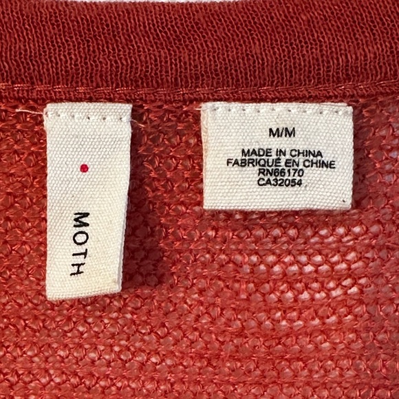 MOTH Anthropologie Senna Pullover Burnt Orange Pointelle Knit Scoop Neck Medium - Picture 3 of 10